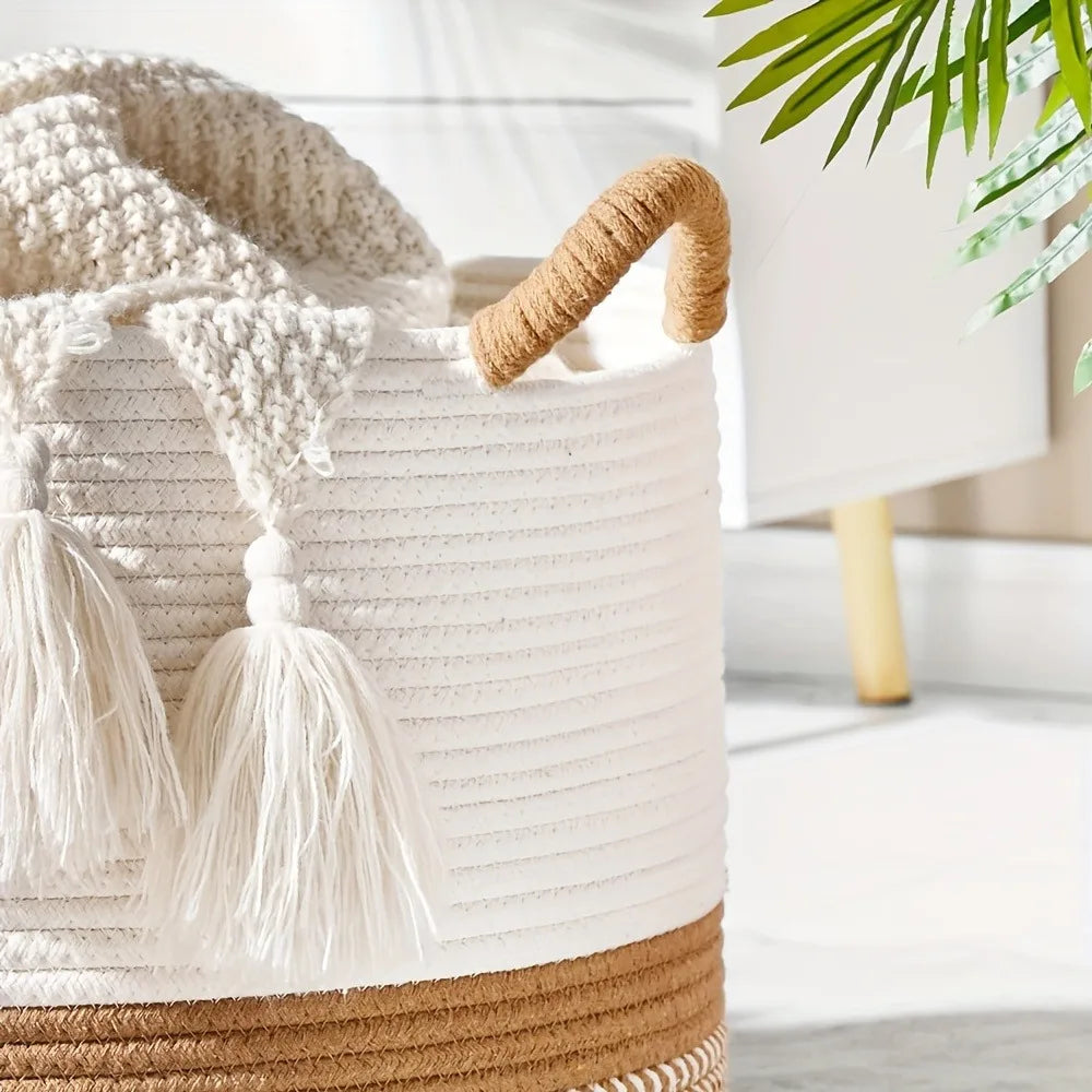King-Size Woven Cotton Storage Basket