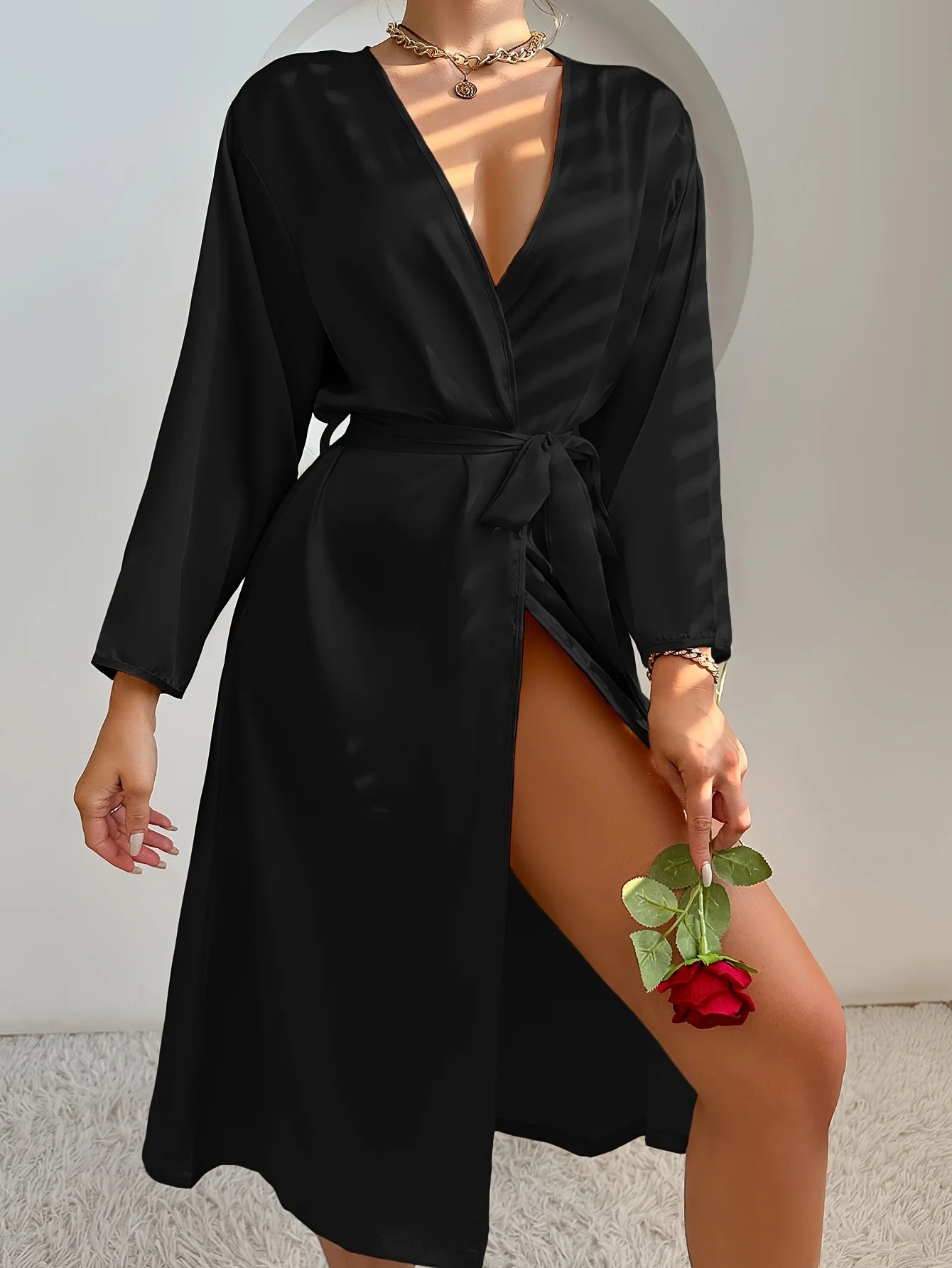 Elegant Satin Belted Robe